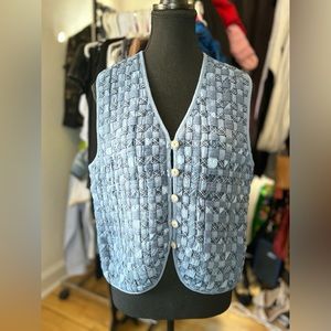 Vintage Koret City Blues Women's Denim Vest Sweater Blue Woven